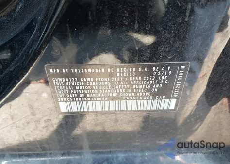 2019 Volkswagen Jetta 1.4T R-Line/1.4T S/1.4T Se из США, поврежденный, VIN 3VWC57BU9KM158048